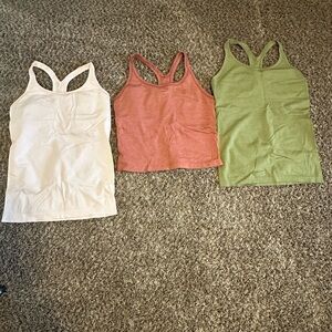 lululemon athletica Women's Racerback Tank Tops - White, Coral, Green